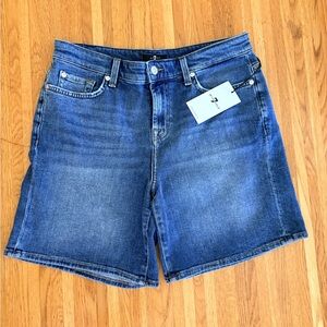 7 For All Mankind Dark Blue Denim Shorts New